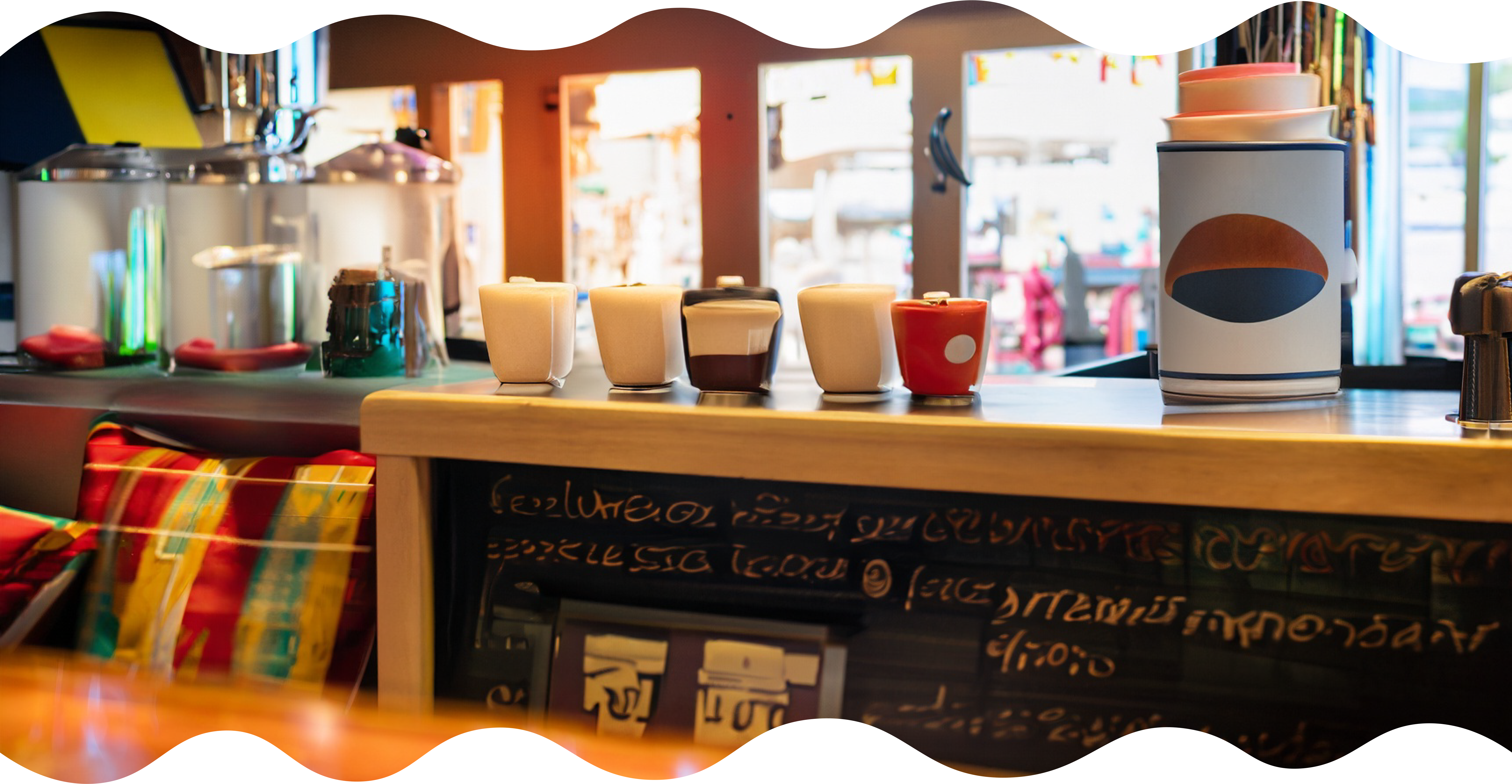colorful cafe counter